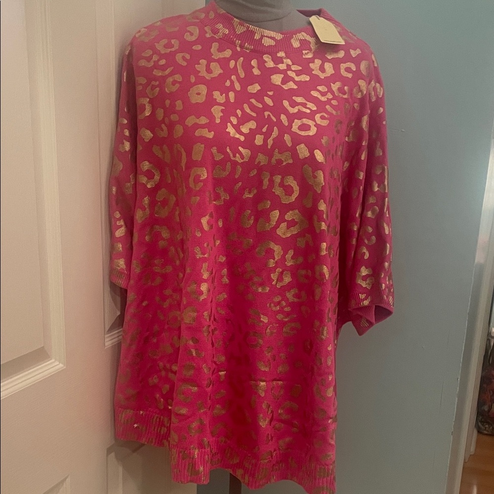 JODIFL Fuchsia and Gold Leopard Print Tunic